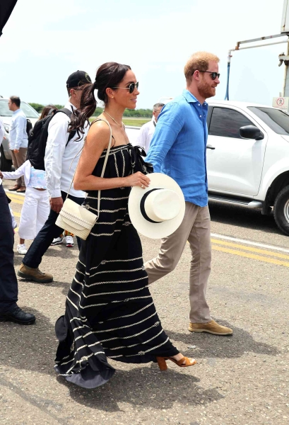 Meghan Markle wore a gold necklace with Archie and Lilibet's names on day three of her and Prince Harry's Colombian tour.