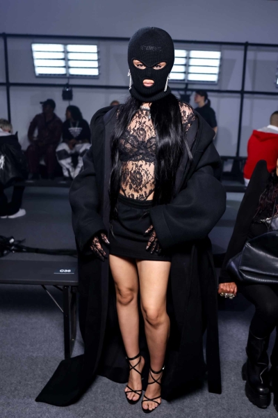 Camila Cabello looked unrecognizable as she covered her entire face and head with a black ski mask at the Vetements Paris Fashion Week show on Friday, September 27.