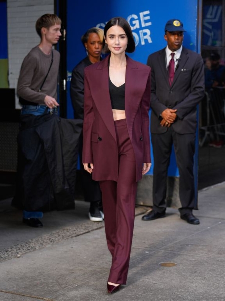 Lily Collins's style continues to be chic and timeless as she wears three classic outfits on another day of her 'Emily in Paris' press tour—and her blazers are the stars of the show.