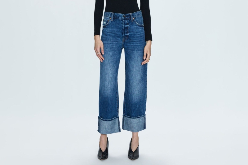 Look of the Day for September 11, 2024 features Natalie Portman in a black knit top, cuffed, wide-leg jeans, and a cool cardigan coat. Shop similar wide-leg jeans from Madewell, Pistola, Favorite Daughter, and more.