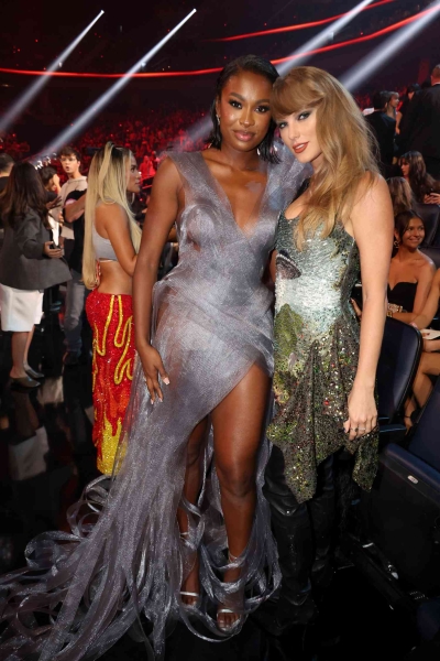 Taylor Swift changed out of her plaid corset into a sparkly minidress with a UFO on it during the 2024 MTV VMAs, appearing to subtly show her support for Katy Perry.