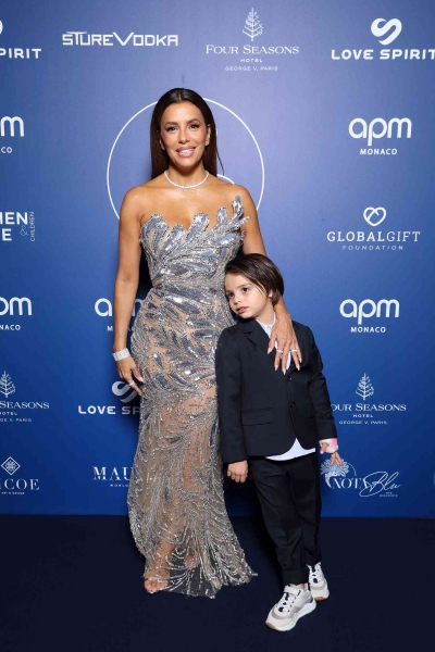 Eva Longoria attended the Global Gift Gala at the Four Seasons Hotel in Paris alongside her 6-year-old son Santiago. See their cute red carpet appearance, here.