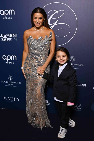 Eva Longoria attended the Global Gift Gala at the Four Seasons Hotel in Paris alongside her 6-year-old son Santiago. See their cute red carpet appearance, here.