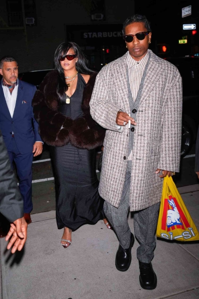 The black spandex dress Rihanna wore during her date night with A$AP Rocky on Thursday, October 3 became a mob wife style moment, thanks to the addition of loud luxury jewelry and a fur coat.