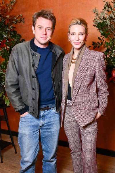 Cate Blanchett attended a premiere of 'Vogue: Inventing the Runway' at Lightroom in Kings Cross. She wore a plunging top paired with a chic suit for the occasion.