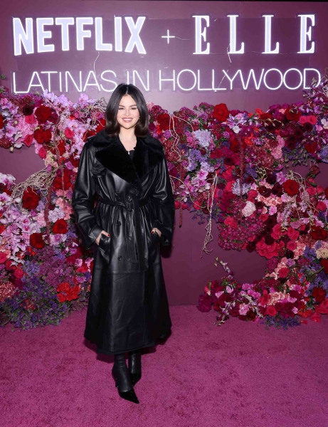 Selena Gomez embraced winter in the biggest black leather coat while stepping out for the Latinas In Hollywood Tastemaker Event. See her 'Matrix'-esque look, here.