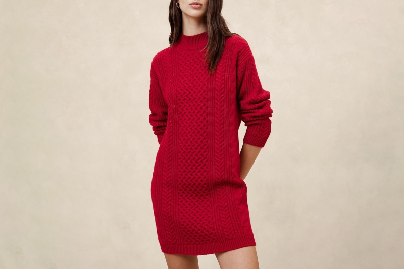 These on-sale Banana Republic Factory sweater dresses are up to 70% off. Shop holiday-ready pieces like off-the-shoulder styles, mock neck dresses, minis, and more in festive colors starting at $36.