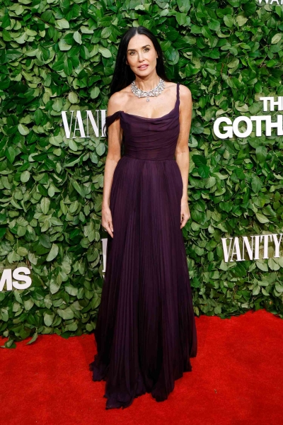 Demi Moore attended the 2024 Gotham Awards in New York City wearing an ethereal purple princess dress that couldn't have been more different than her usual menswear-inspired staples.