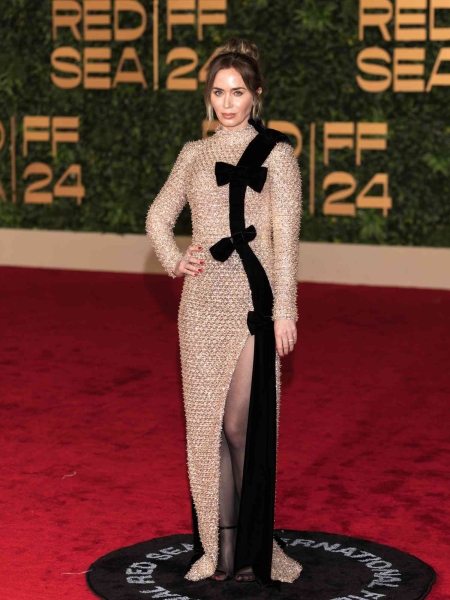 Emily Blunt attended the 2024 Red Sea International Film Festival in Saudi Arabia wearing a dress that looked like an elegantly-wrapped Christmas gift. See her full outfit, here.