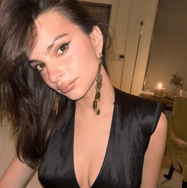 Emily Ratajkowski took to Instagram to share images of her slinky little black dress for a Christmas party.