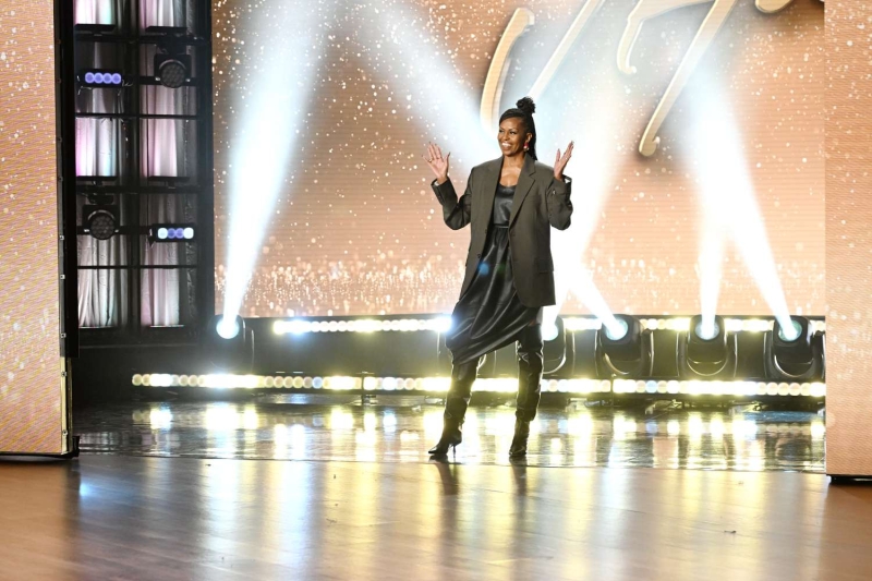 Michelle Obama appeared on 'The Jennifer Hudson Show' in an all-leather look that included a dress with a bubble dress with an asymmetric hemline along and slouchy over-the-knee boots.