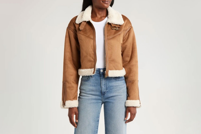 Bella Hadid wore a leather jacket with a fur lining. Shop shearling-trim winter jackets inspired by the 2025 trend from Amazon, Gap, and Nordstrom, starting at $45.