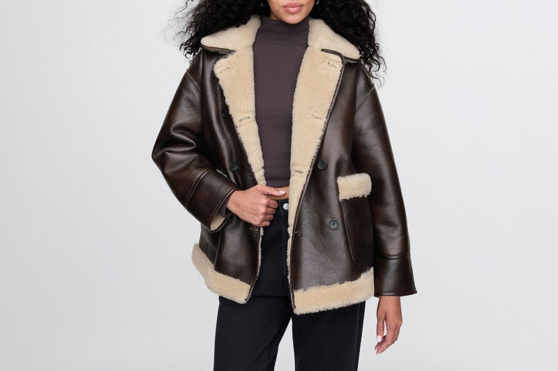 Bella Hadid wore a leather jacket with a fur lining. Shop shearling-trim winter jackets inspired by the 2025 trend from Amazon, Gap, and Nordstrom, starting at $45.