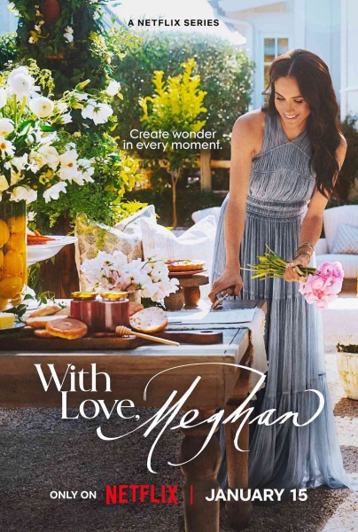 Meghan Markle stuns a in a slew of looks in the trailer for her new Netflix show 'With Love, Meghan'—including a pleated periwinkle blue dress that's the sartorial opposite of her royal style.