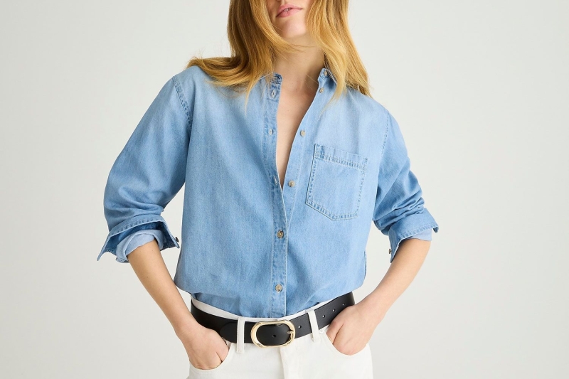 Meghan Markle wore several versions of a classic denim button-down shirt in her upcoming Netflix show, proving that the closet staple is both practical and polished. Shop seven lookalikes of her denim blouse, starting at $29.