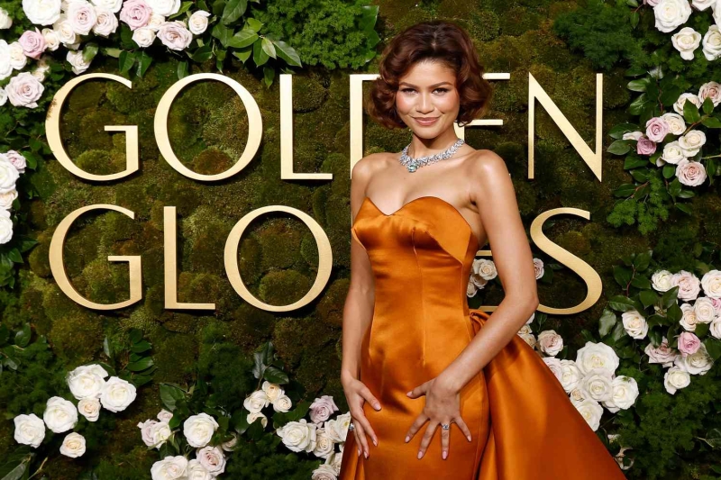 Zendaya changed into a beaded slip dress for her second look at the 2025 Golden Globes.