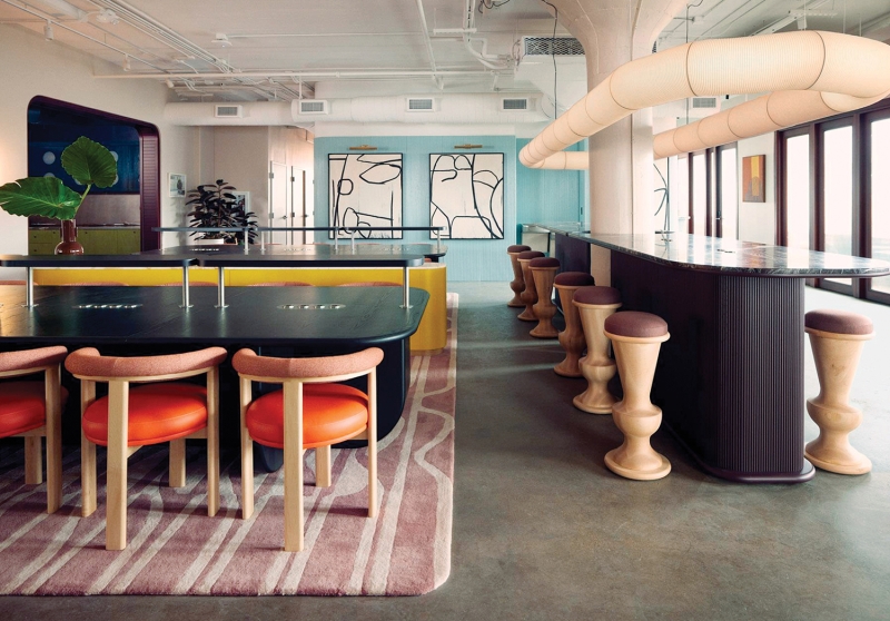 Inside An Industrial Chic Coworking Hub With Bold Hues