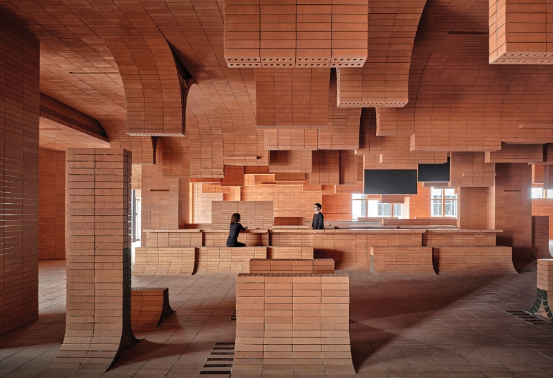 Layered Waves Of Brick Wow At This Theater Café In China