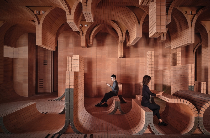 Layered Waves Of Brick Wow At This Theater Café In China