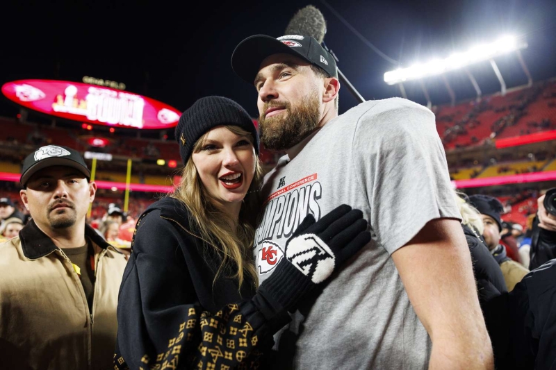 Taylor Swift paired her signature red lip with a black lace mini dress as she stepped out for a private date night with Travis Kelce as well as Brittany and Patrick Mahomes in New Orleans on February 7 ahead of Sunday's Super Bowl Game. See their looks, here.